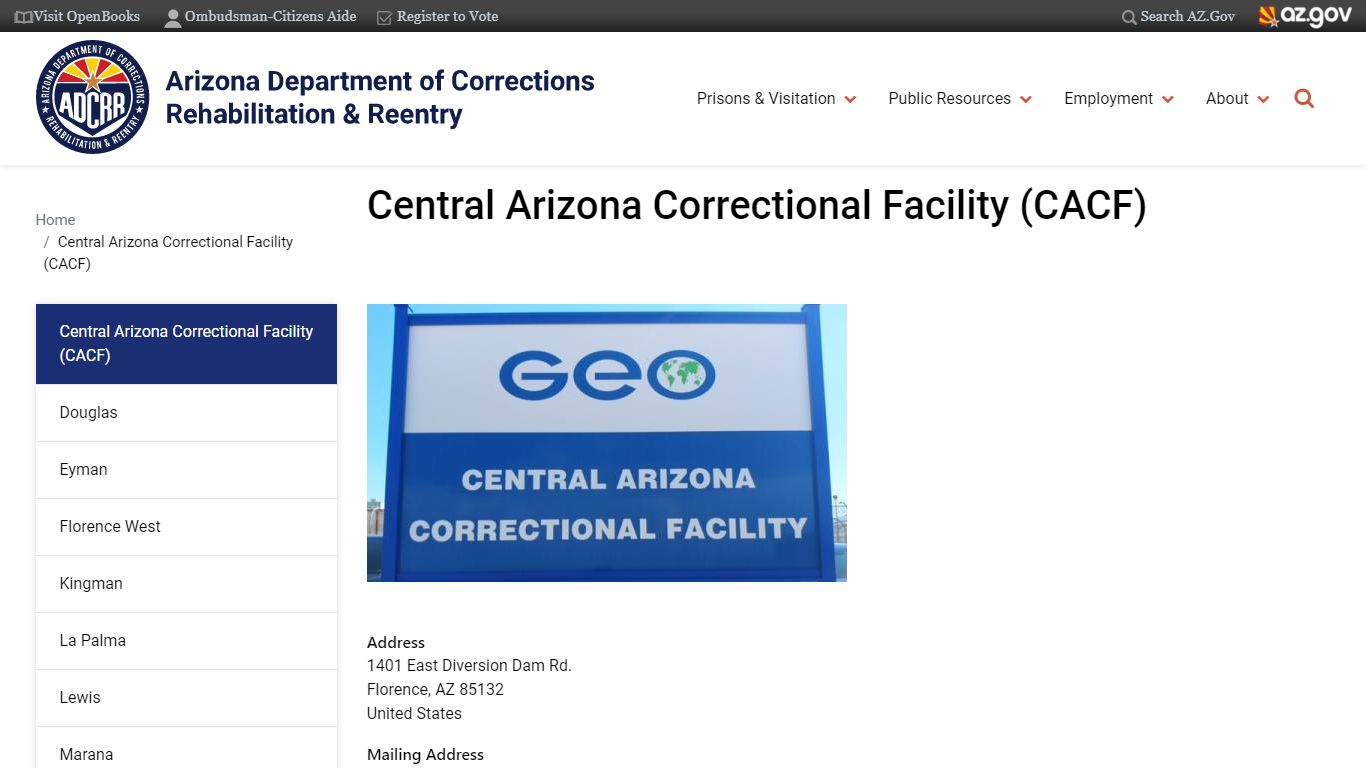 Central Arizona Correctional Facility (CACF)